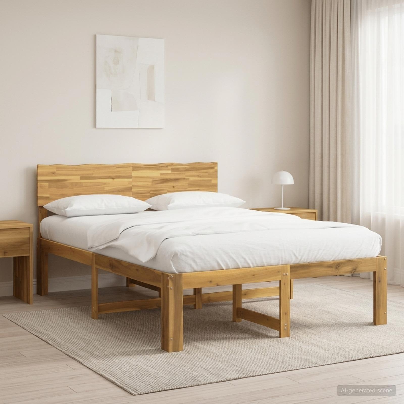 Διπλό Κρεβάτι με Κεφαλάρι ROSTOCK Λευκό 120 x 200 cm - Pakobazaar