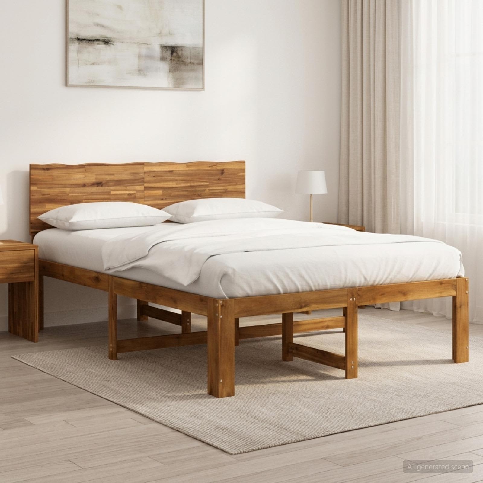 Διπλό Κρεβάτι με Κεφαλάρι ROSTOCK Φυσικό 120 x 190 cm - Pakobazaar