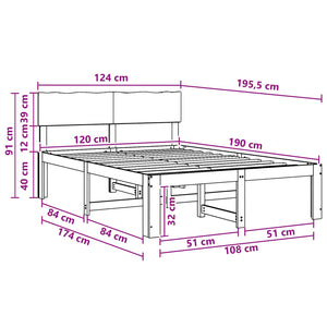 Διπλό Κρεβάτι με Κεφαλάρι ROSTOCK Λευκό 120 x 190 cm