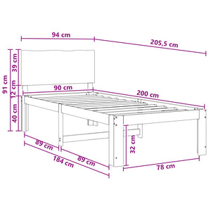 Μονό Κρεβάτι με Κεφαλάρι ROSTOCK Λευκό 90 x 200 cm
