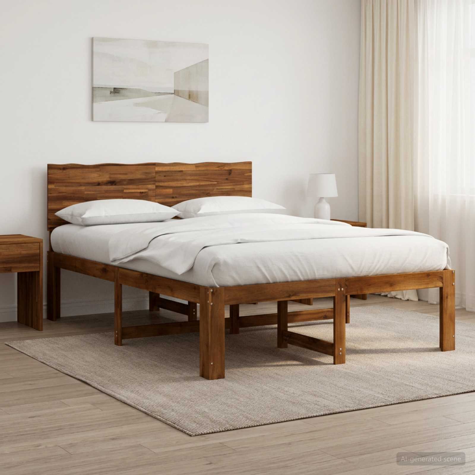 Διπλό Κρεβάτι με Κεφαλάρι ROSTOCK Φυσικό 120 x 200 cm - Pakobazaar