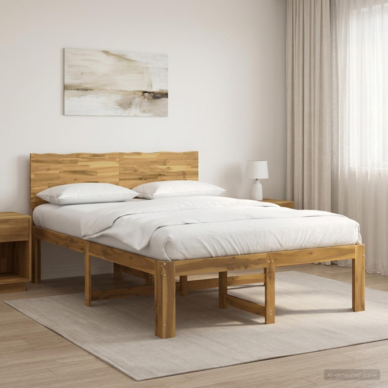 Διπλό Κρεβάτι με Κεφαλάρι ROSTOCK Λευκό 120 x 200 cm - Pakobazaar