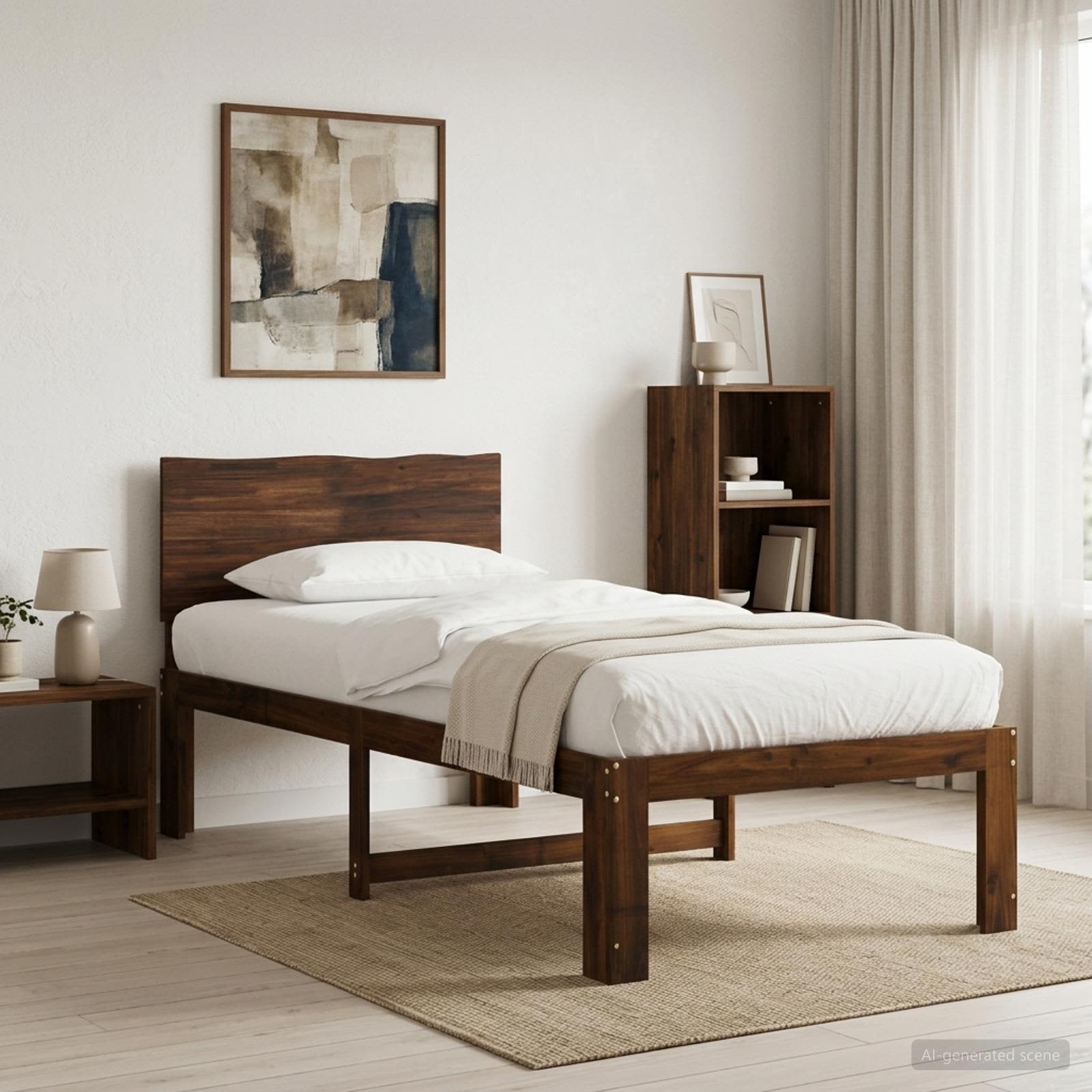 Μονό Κρεβάτι με Κεφαλάρι ROSTOCK Σκούρο Καφέ 75 x 190 cm - Pakobazaar