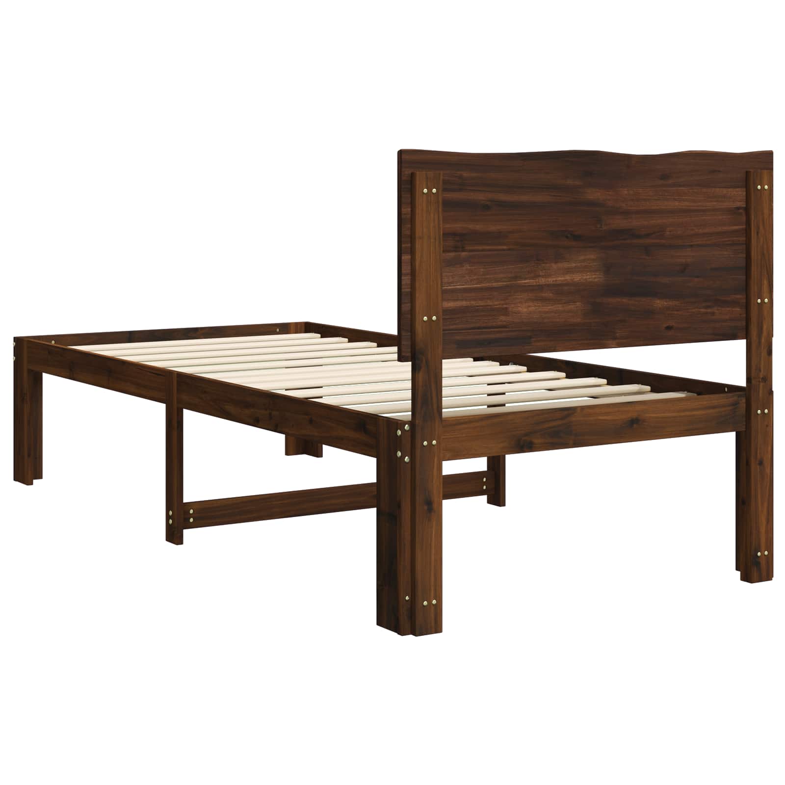 Μονό Κρεβάτι με Κεφαλάρι ROSTOCK Σκούρο Καφέ 75 x 190 cm - Pakobazaar