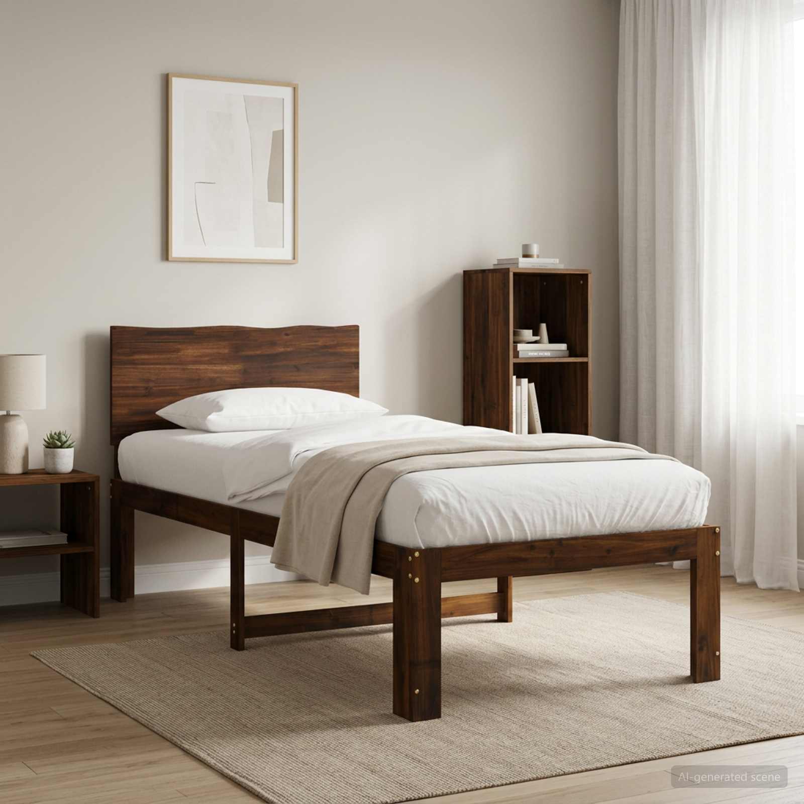 Μονό Κρεβάτι με Κεφαλάρι ROSTOCK Σκούρο Καφέ 90 x 190 cm - Pakobazaar