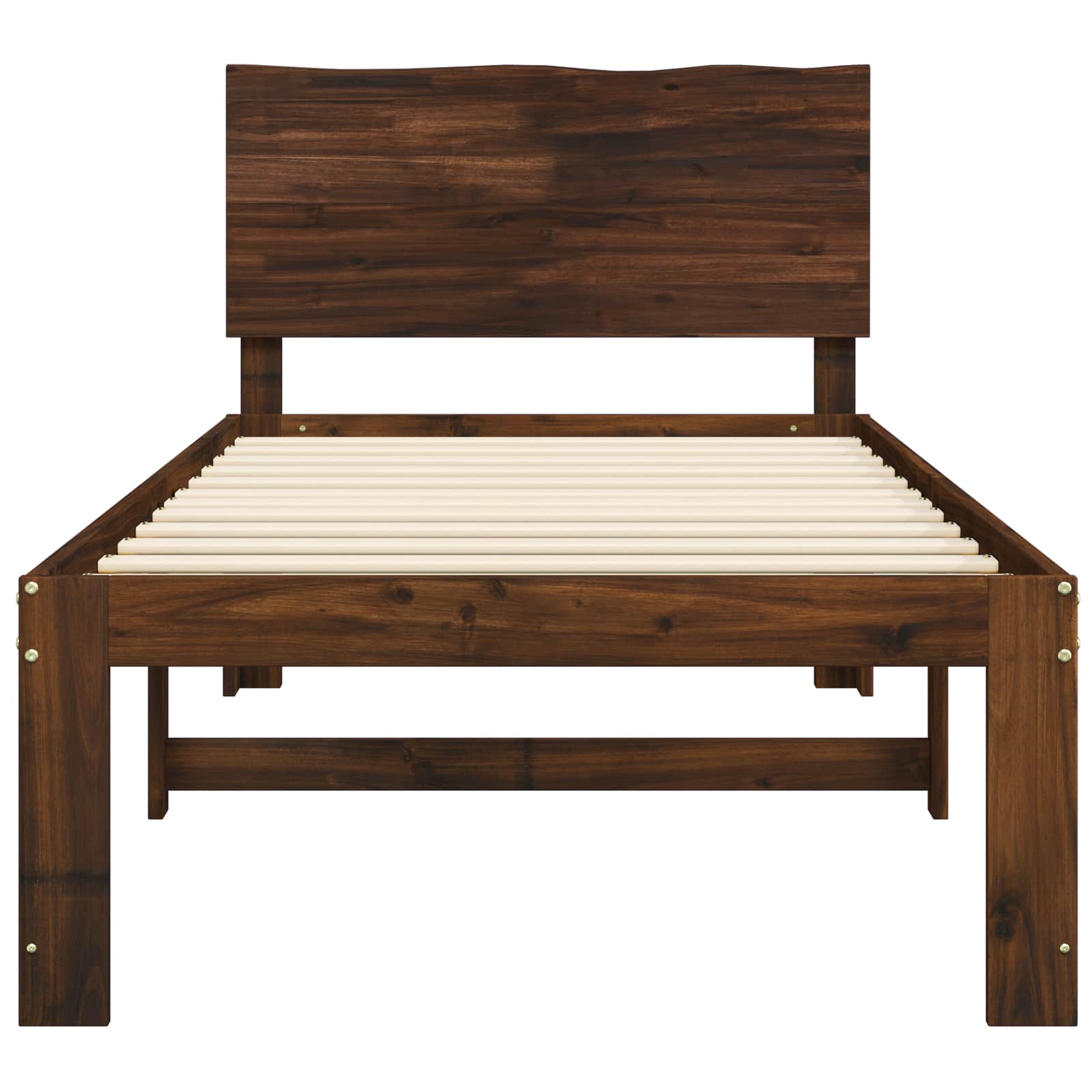 Μονό Κρεβάτι με Κεφαλάρι ROSTOCK Σκούρο Καφέ 90 x 190 cm - Pakobazaar