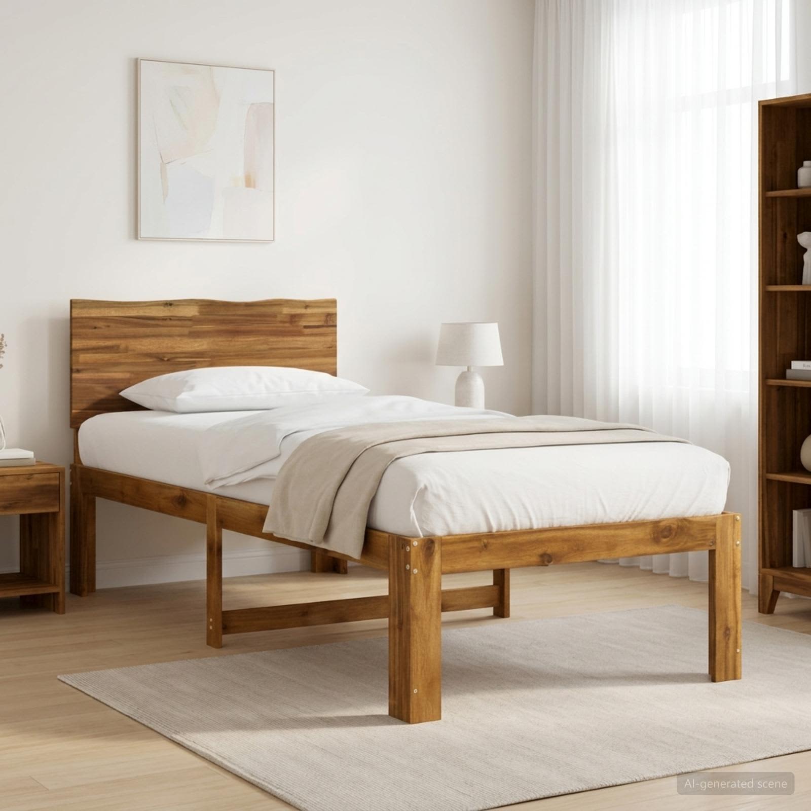 Μονό Κρεβάτι με Κεφαλάρι ROSTOCK Φυσικό 90 x 190 cm - Pakobazaar