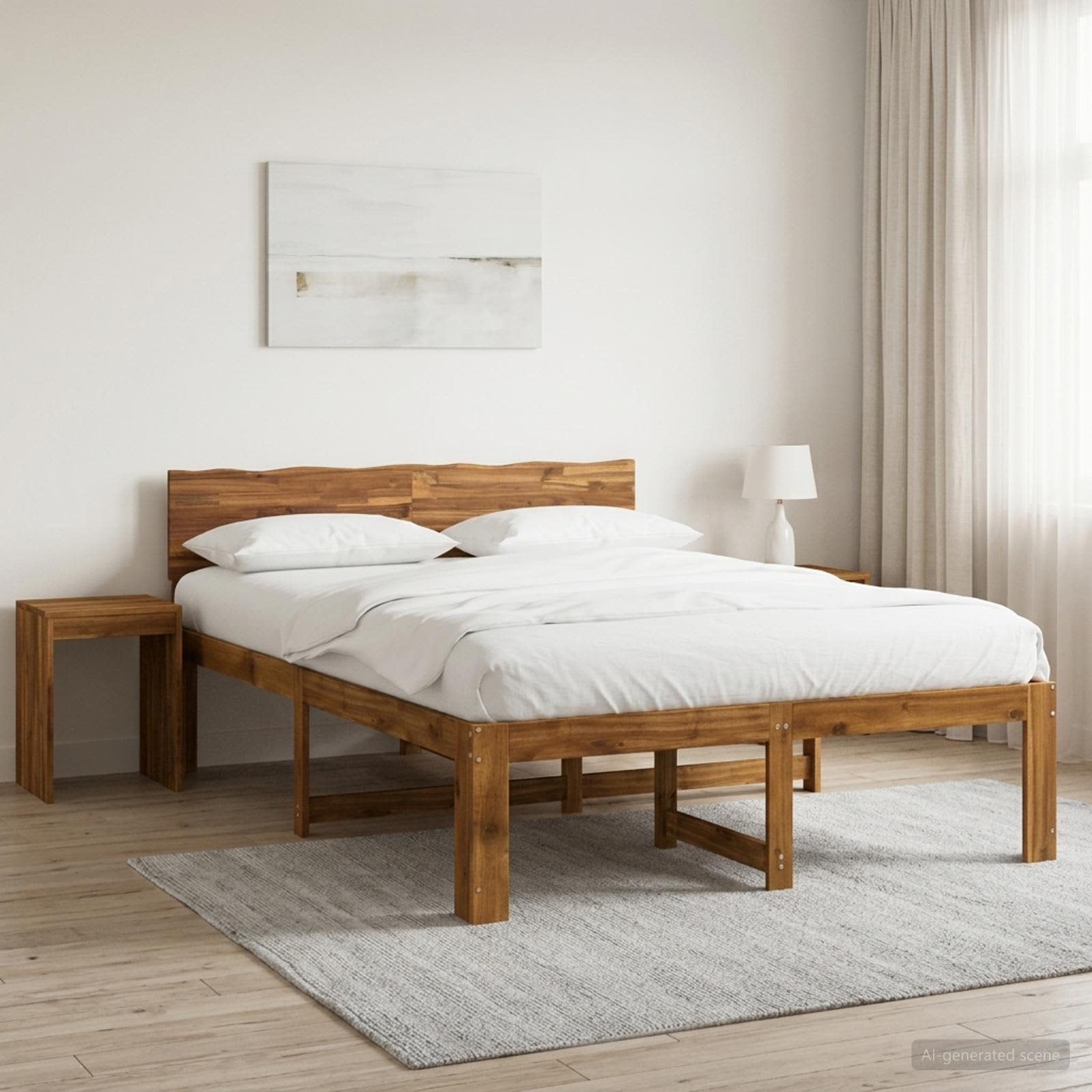 Διπλό Κρεβάτι με Κεφαλάρι ROSTOCK Φυσικό 120 x 190 cm - Pakobazaar