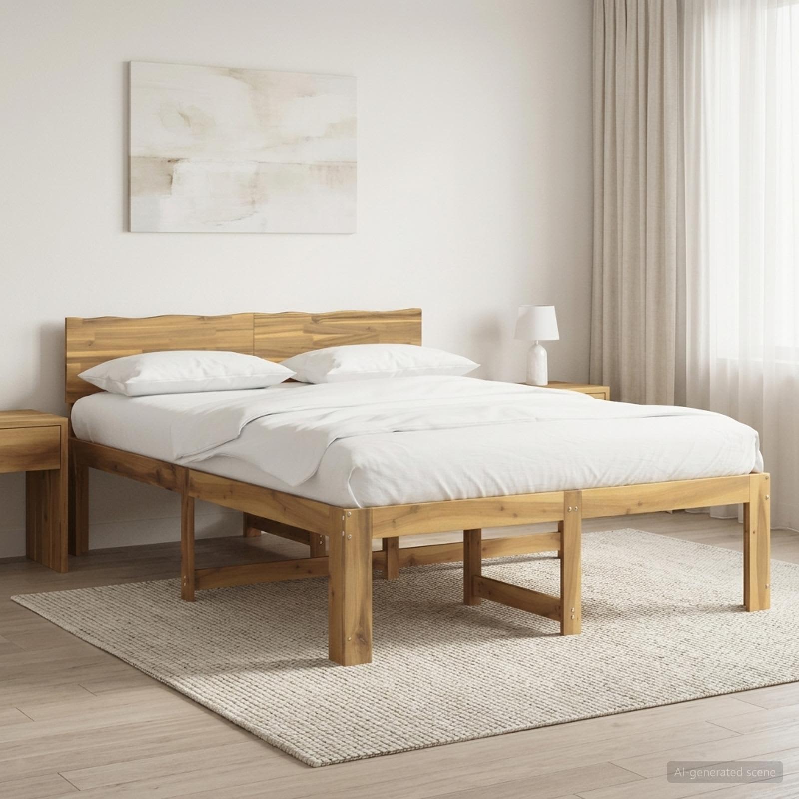 Διπλό Κρεβάτι με Κεφαλάρι ROSTOCK Λευκό 135 x 190 cm - Pakobazaar