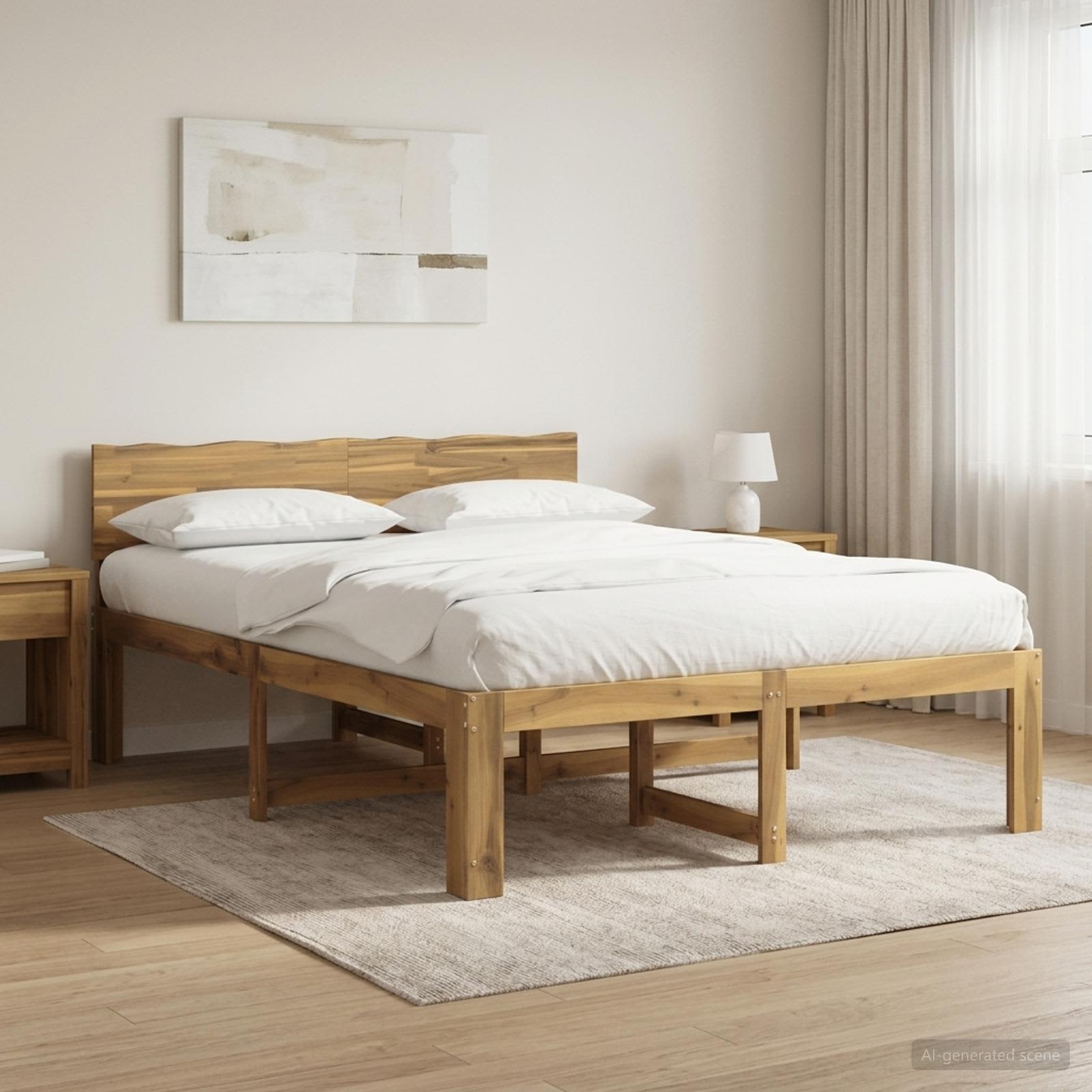 Διπλό Κρεβάτι με Κεφαλάρι ROSTOCK Λευκό 140 x 190 cm - Pakobazaar
