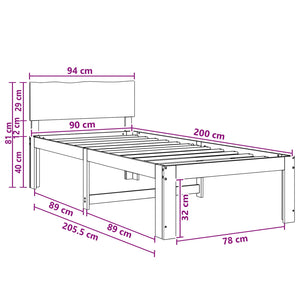 Μονό Κρεβάτι με Κεφαλάρι ROSTOCK Λευκό 90 x 200 cm