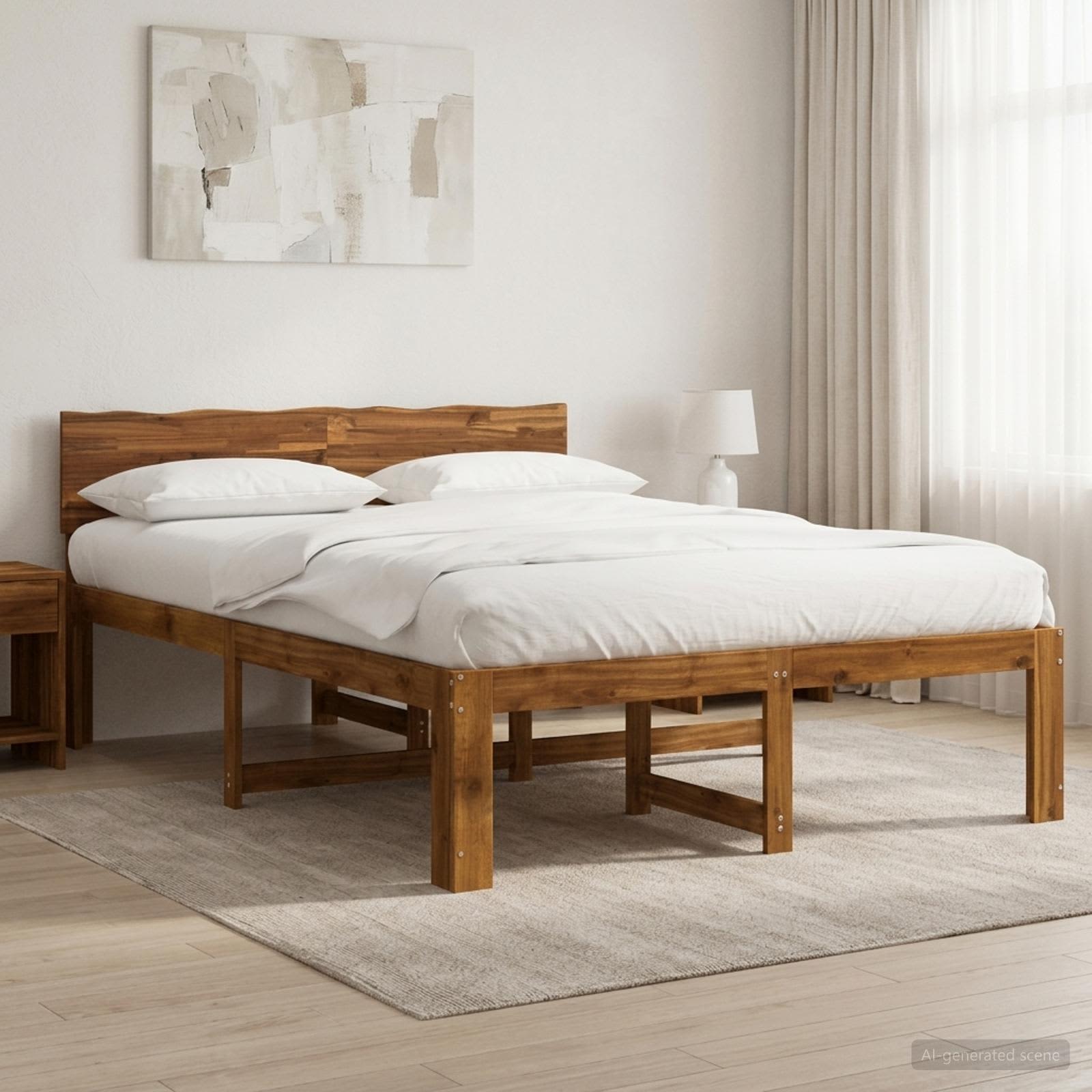 Διπλό Κρεβάτι με Κεφαλάρι ROSTOCK Φυσικό 120 x 200 cm - Pakobazaar