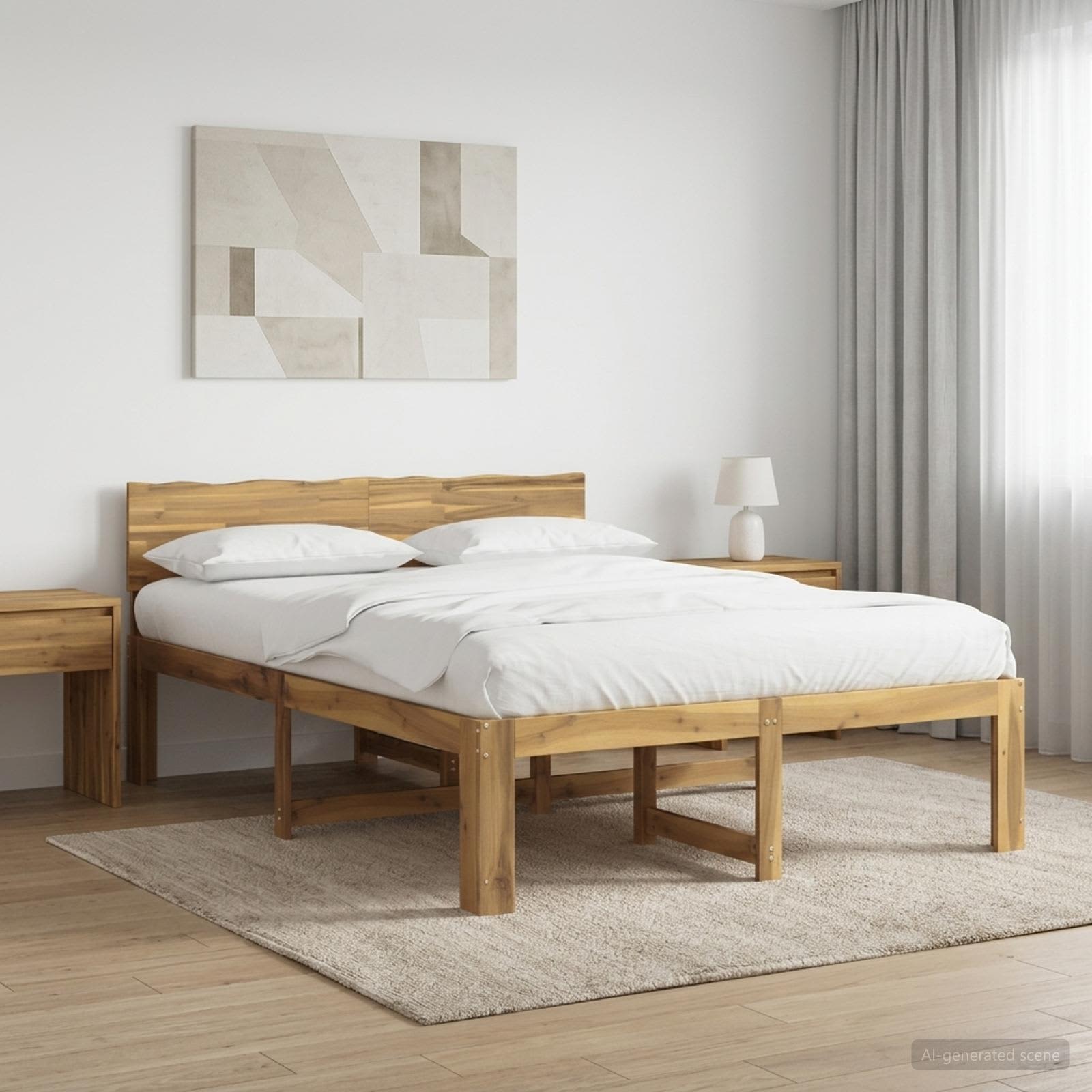 Διπλό Κρεβάτι με Κεφαλάρι ROSTOCK Λευκό 120 x 200 cm - Pakobazaar