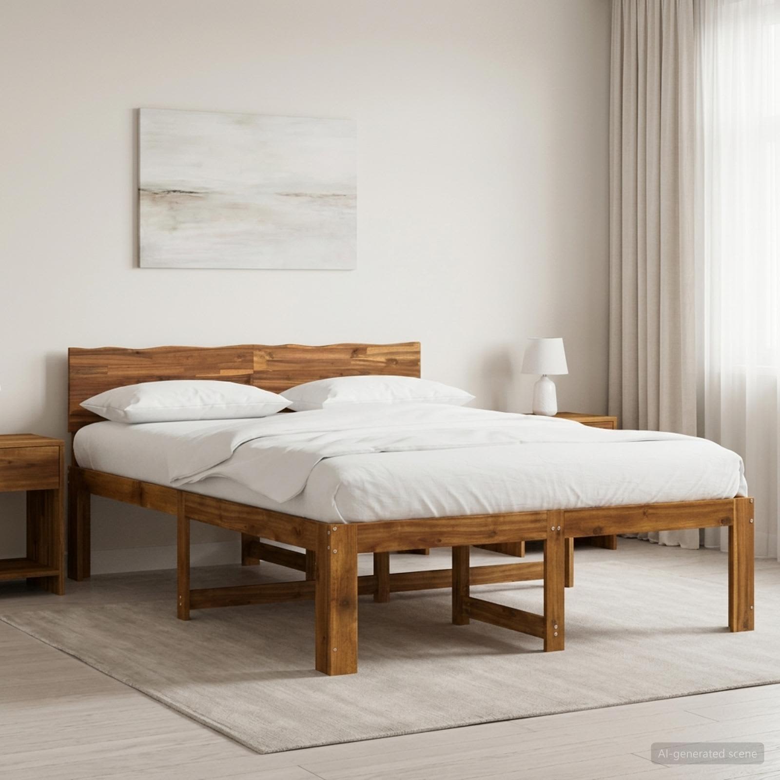Διπλό Κρεβάτι με Κεφαλάρι ROSTOCK Φυσικό 140 x 200 cm - Pakobazaar