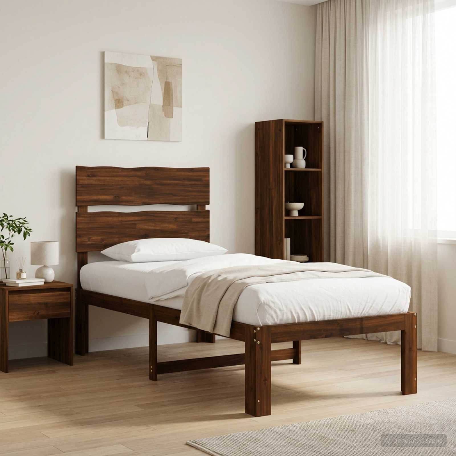 Μονό Κρεβάτι με Κεφαλάρι ROSTOCK Σκούρο Καφέ 75 x 190 cm