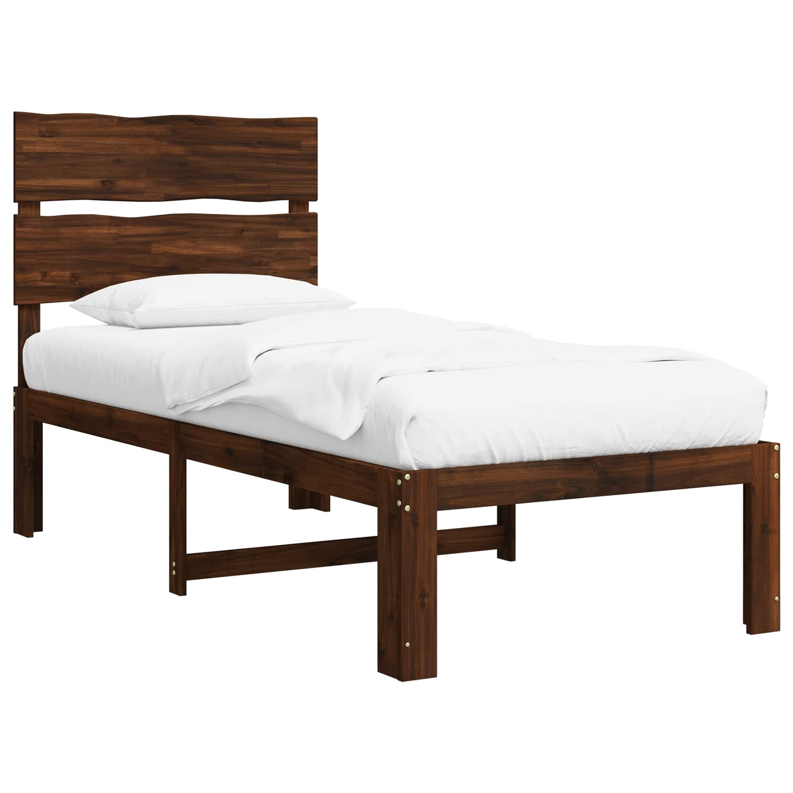 Μονό Κρεβάτι με Κεφαλάρι ROSTOCK Σκούρο Καφέ 90 x 190 cm - Pakobazaar