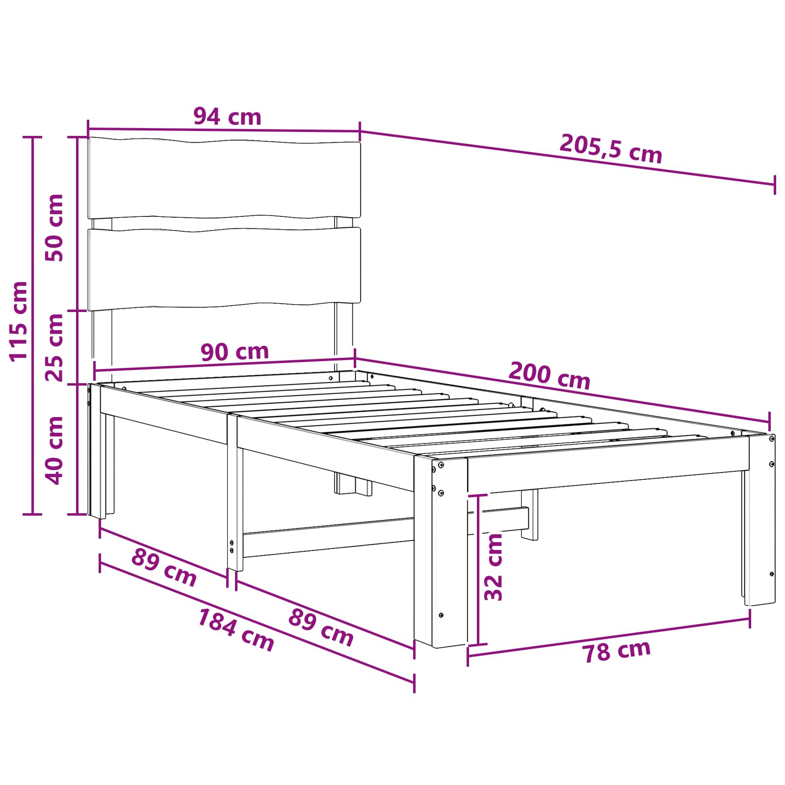 Μονό Κρεβάτι με Κεφαλάρι ROSTOCK Φυσικό 90 x 200 cm