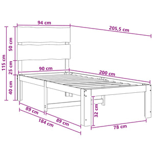 Μονό Κρεβάτι με Κεφαλάρι ROSTOCK Φυσικό 90 x 200 cm
