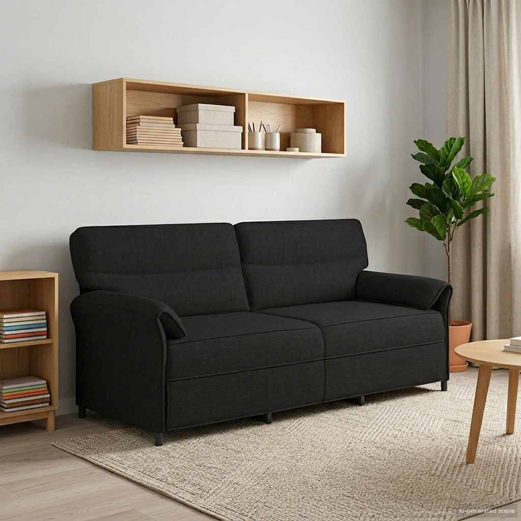 3-Θέσιος καναπές Μαύρο 198 x 83 x 95 εκ. Ύφασμα - Pakobazaar