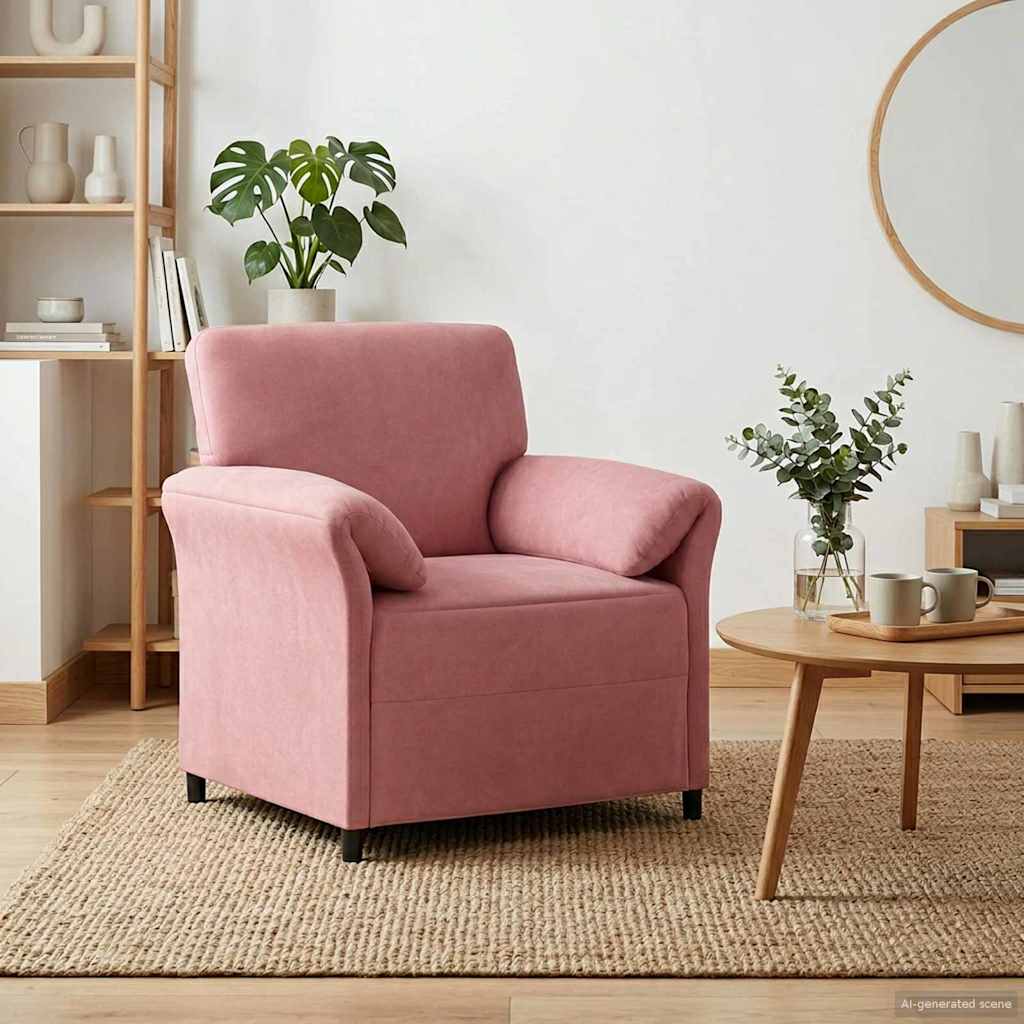 Καναπές 1-θέσιος Ροζ 88 x 83 x 95 εκ Βελούδο - Pakobazaar