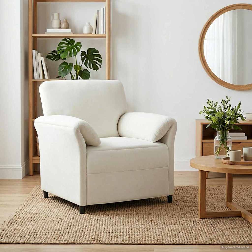 Καναπές 1-θέσιος Κρεμ 88 x 83 x 95 εκ Βελούδο - Pakobazaar
