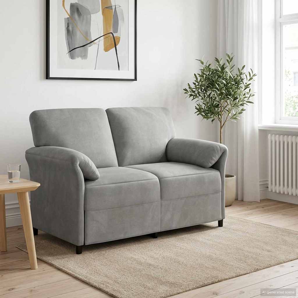 Καναπές 2 ατόμων Ανοιχτό γκρι 138 x 83 x 95 εκ Βελούδο - Pakobazaar