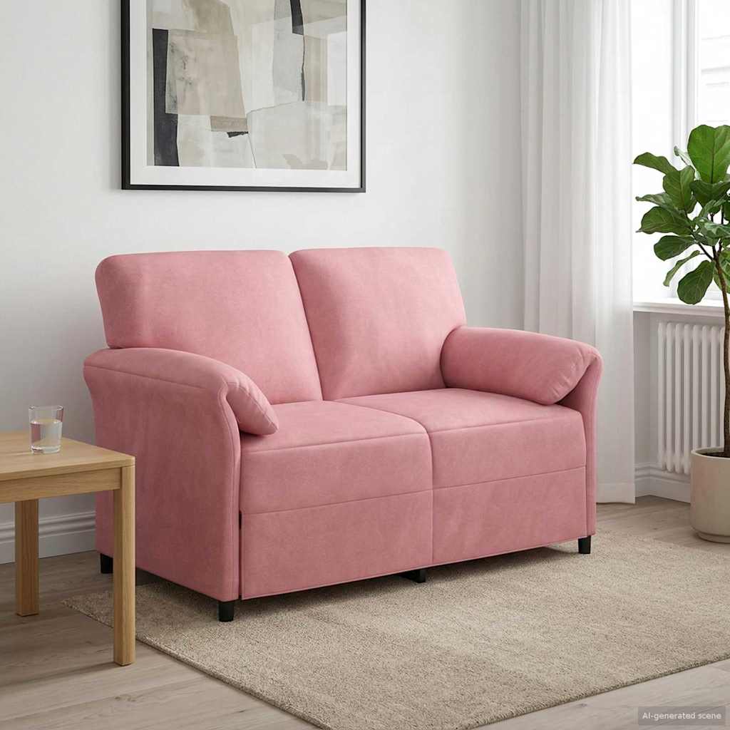 Καναπές 2 ατόμων Ροζ 138 x 83 x 95 εκ Βελούδο - Pakobazaar