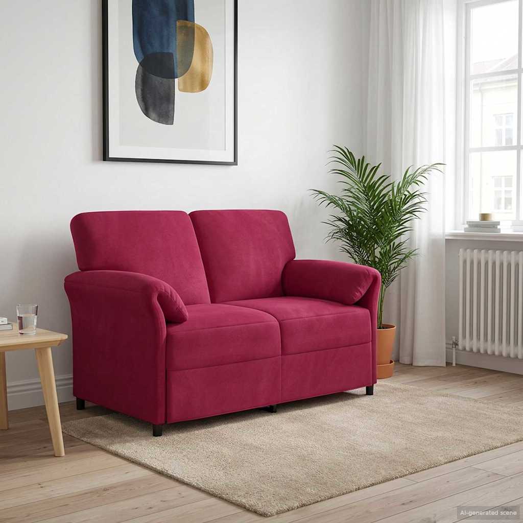 Καναπές 2 ατόμων Κόκκινο 138 x 83 x 95 εκ Βελούδο - Pakobazaar