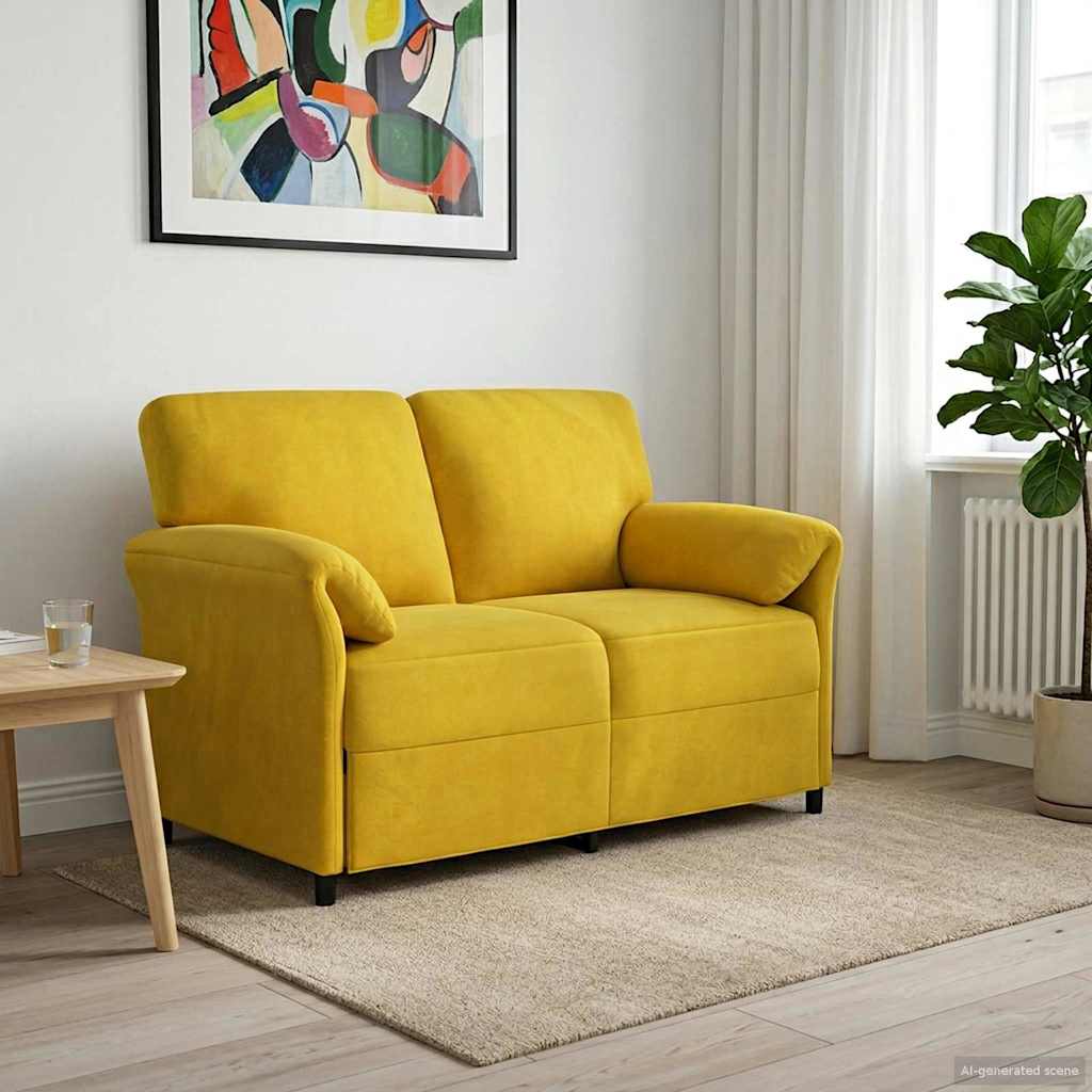 Καναπές 2 ατόμων Κίτρινο 138 x 83 x 95 εκ Βελούδο - Pakobazaar