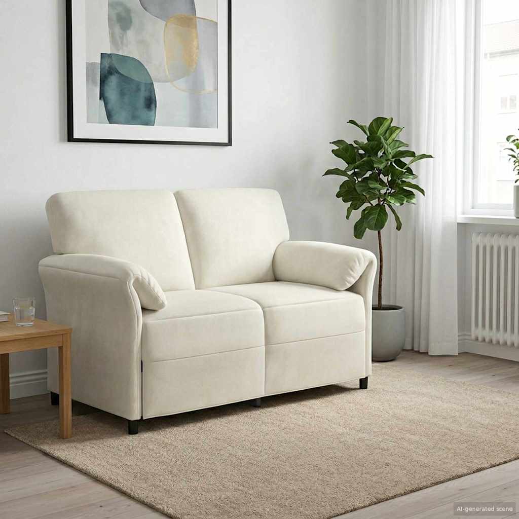 Καναπές 2 ατόμων Κρεμ 138 x 83 x 95 εκ Βελούδο - Pakobazaar