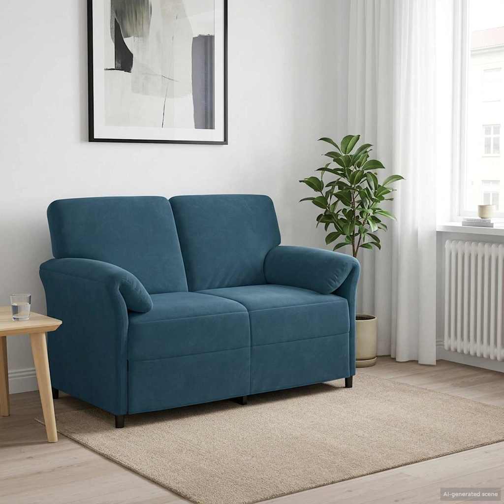 Καναπές 2 ατόμων Μπλε 138 x 83 x 95 εκ Βελούδο - Pakobazaar