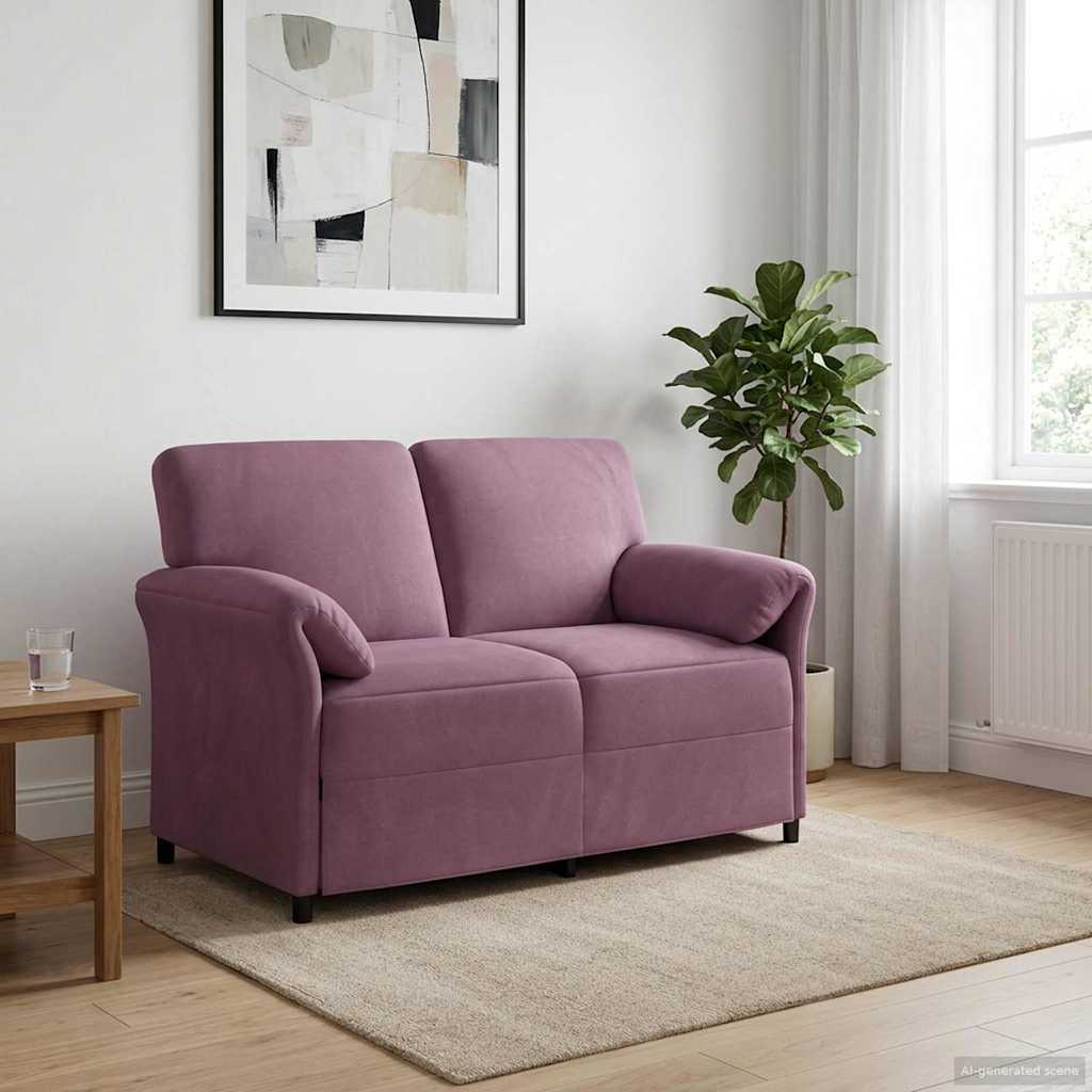 Καναπές 2 ατόμων Μοβ 138 x 83 x 95 εκ Βελούδο - Pakobazaar