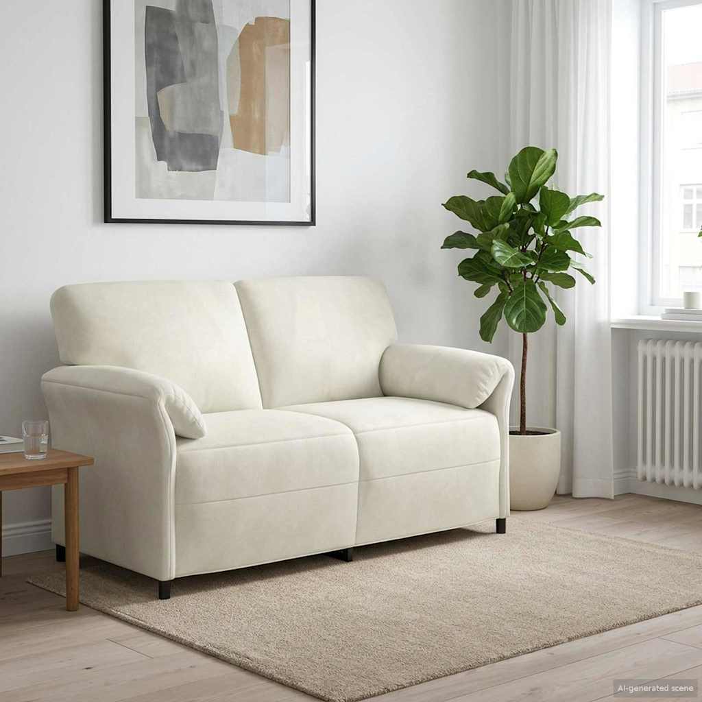 Καναπές 2 ατόμων Κρεμ 158 x 83 x 95 εκ Βελούδο - Pakobazaar