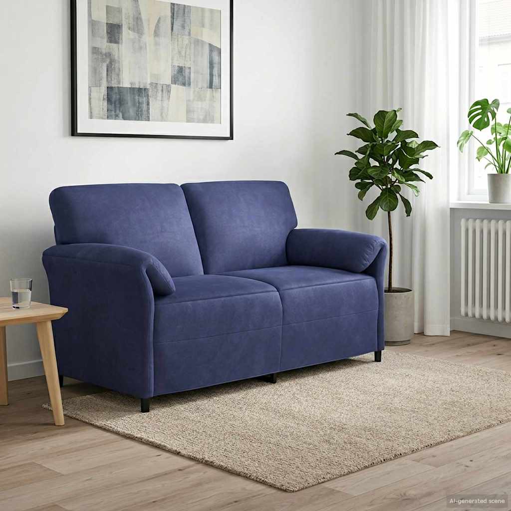 Καναπές 2 ατόμων Μπλε Αστυνομίας 158 x 83 x 95 εκ Βελούδο - Pakobazaar