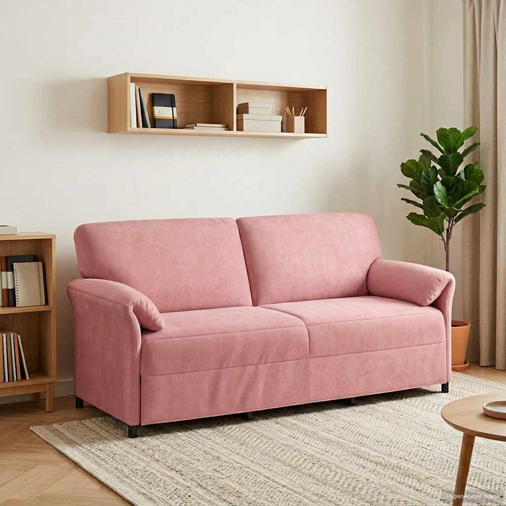 3-Θέσιος καναπές Ροζ 198 x 83 x 95 εκ. Βελούδο - Pakobazaar