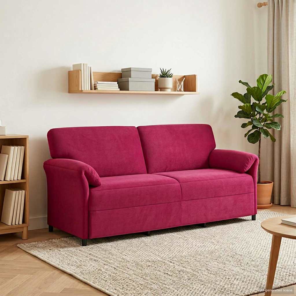 3-Θέσιος καναπές Κόκκινο 198 x 83 x 95 εκ. Βελούδο - Pakobazaar