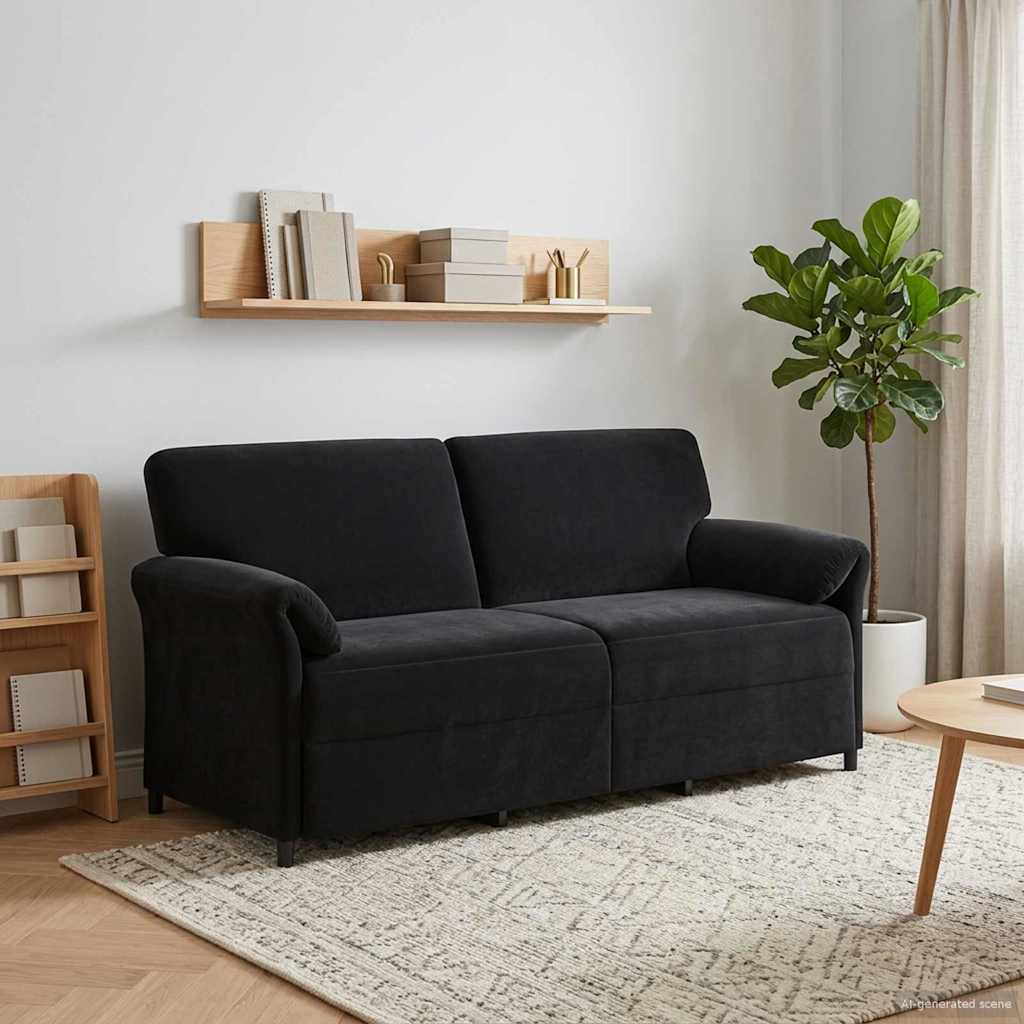 3-Θέσιος καναπές Μαύρο 198 x 83 x 95 εκ. Βελούδο - Pakobazaar