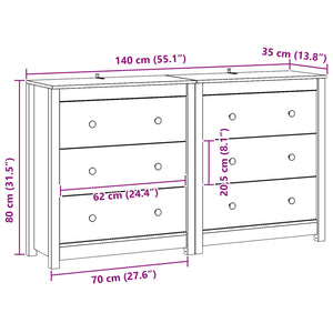Πλαϊνό γραφείο με συρτάρι 2 pcs Κερωμένο Καφέ 140 x 35 x 80 εκ. - Pakobazaar