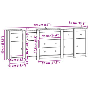 Πλαϊνό γραφείο με συρτάρι 5 pcs Κερωμένο Καφέ Στερεό πεύκο - Pakobazaar