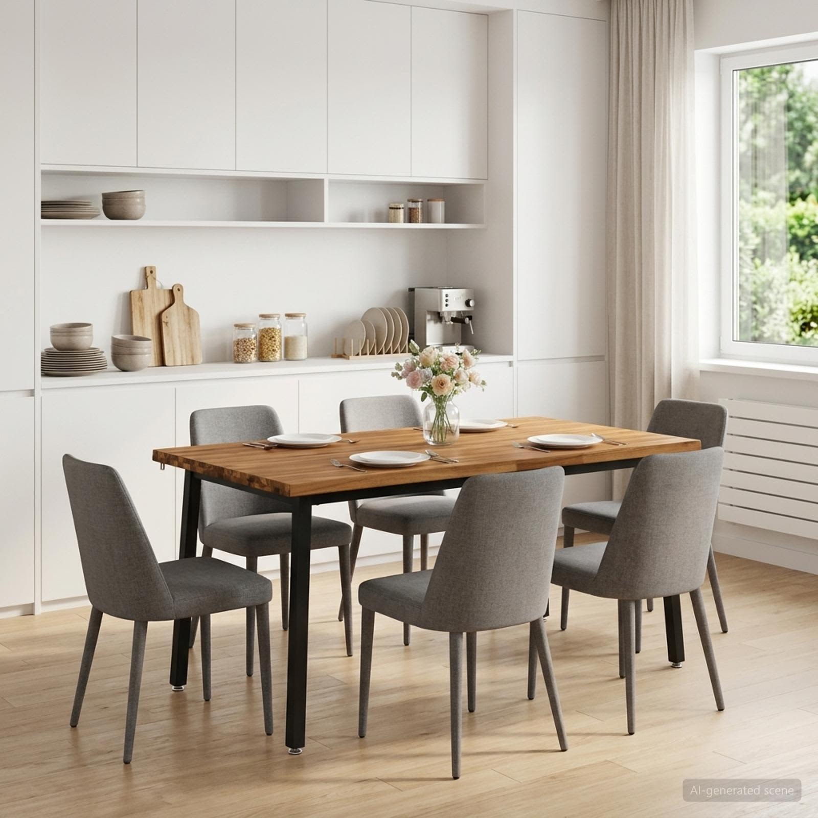 Τραπέζι Φαγητού με Ζωντανό Χείλος 160 x 90 x 75 cm Φυσικό