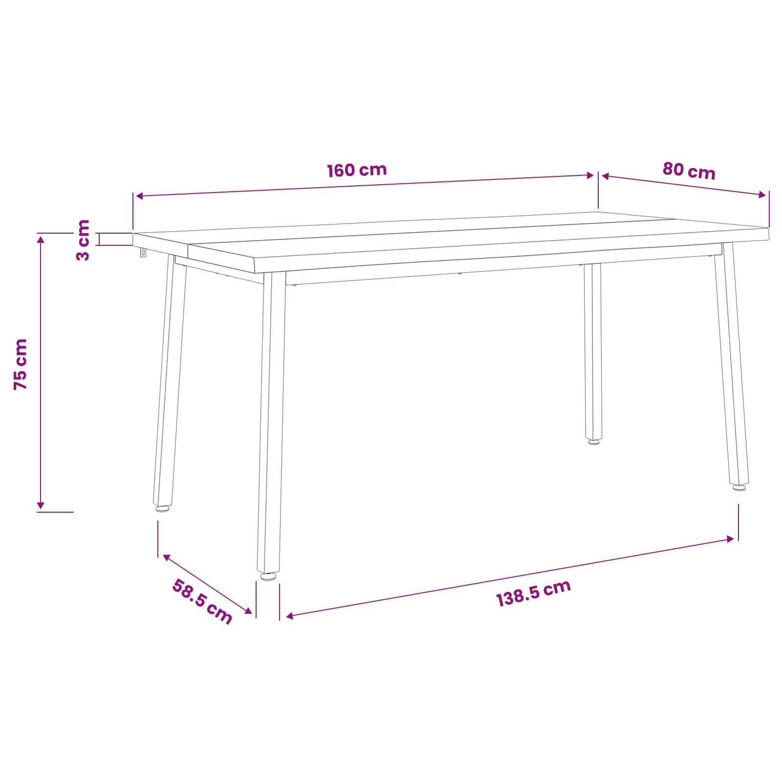 Τραπέζι Φαγητού με Ζωντανό Χείλος 160 x 80 x 75 cm Φυσικό - Pakobazaar