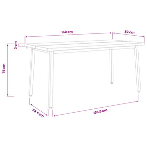 Τραπέζι Φαγητού με Ζωντανό Χείλος 160 x 80 x 75 cm Φυσικό - Pakobazaar