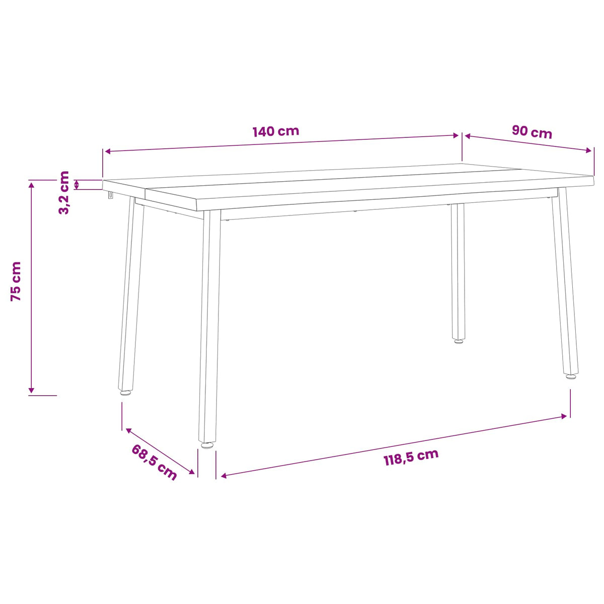 Τραπέζι Φαγητού με Ζωντανό Χείλος 140 x 90 x 75 εκ. Σκούρο Καφέ