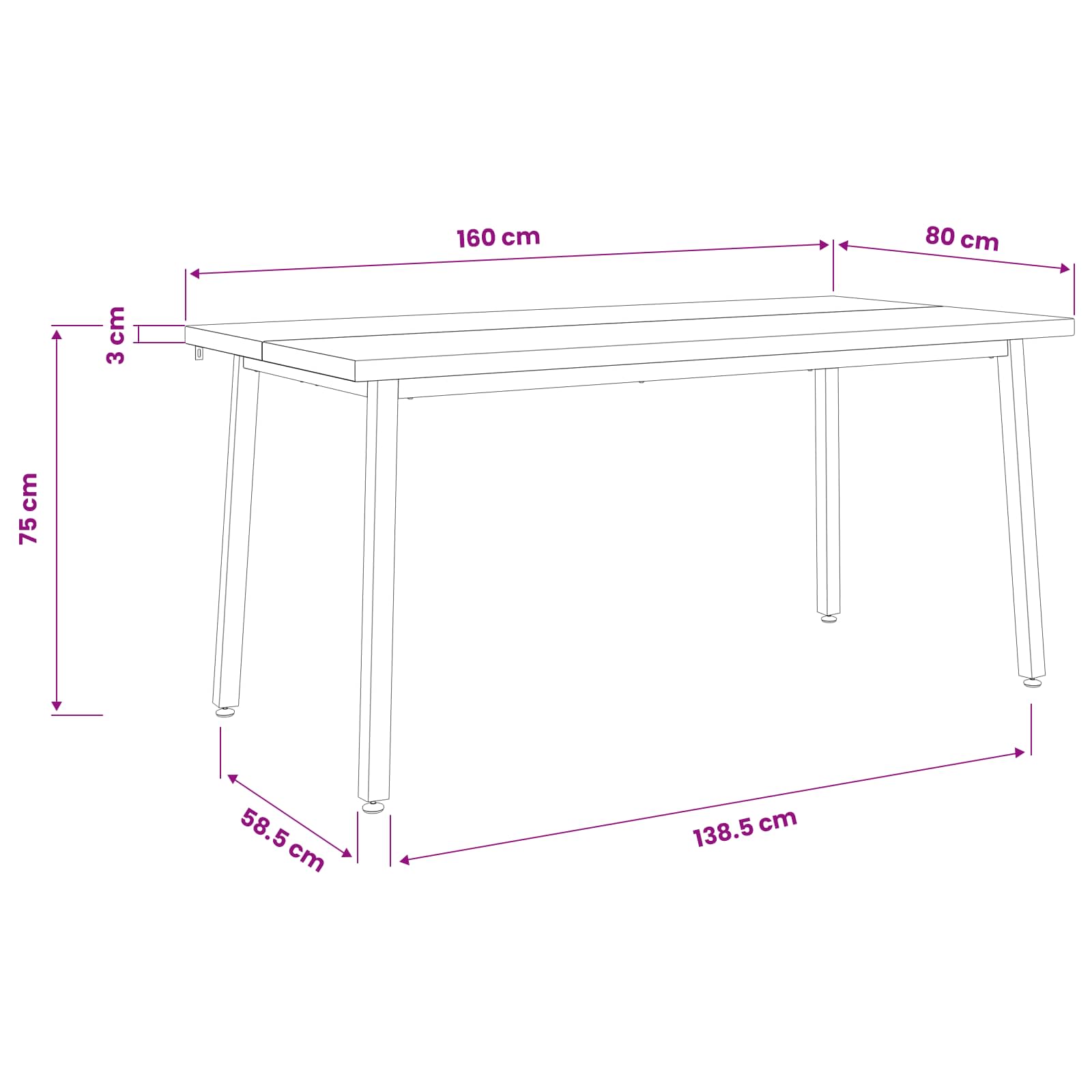 Τετράγωνο Τραπέζι Φαγητού 160 x 80 x 75 cm Στερεό Ξύλο Ακακίας - Pakobazaar