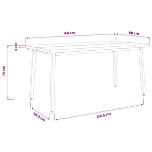 Τετράγωνο Τραπέζι Φαγητού 160 x 80 x 75 cm Στερεό Ξύλο Ακακίας - Pakobazaar