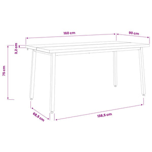 Τετράγωνο Τραπέζι Φαγητού 160 x 90 x 75 cm Στερεό Ξύλο Ακακίας - Pakobazaar