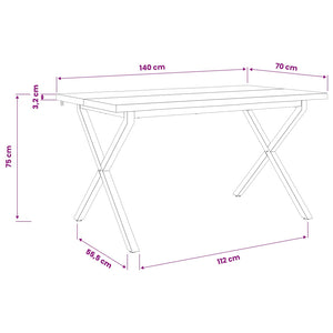 Τραπέζι Φαγητού με Ζωντανό Χείλος 140 x 70 x 75 cm - Pakobazaar