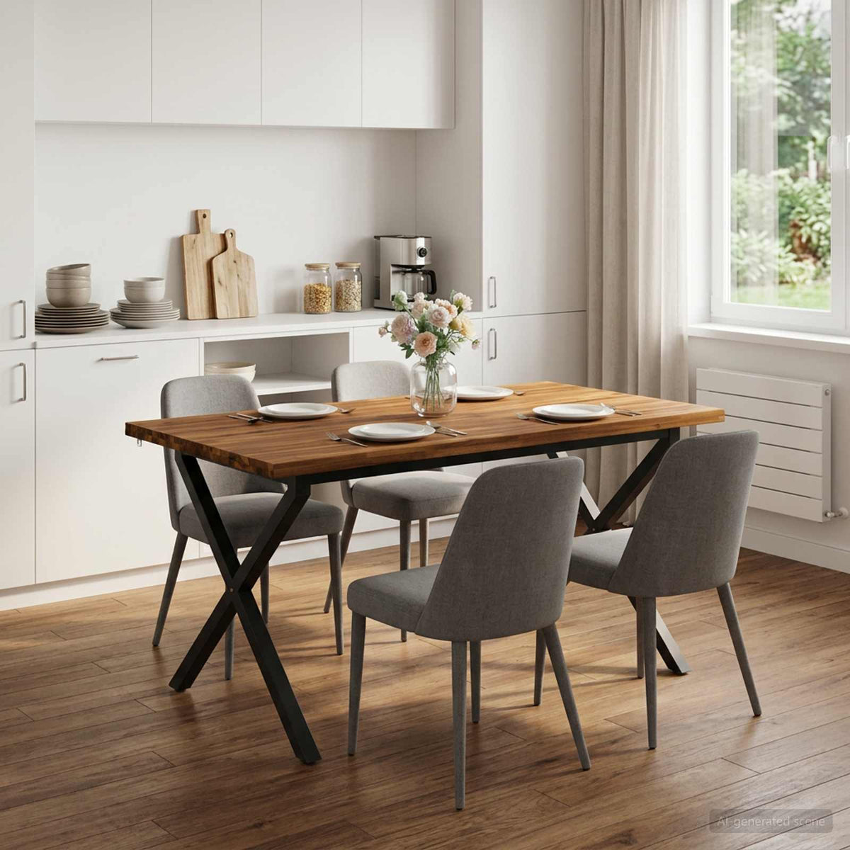 Τραπέζι Φαγητού με Ζωντανό Χείλος 140 x 80 x 75 cm Φυσικό - Pakobazaar