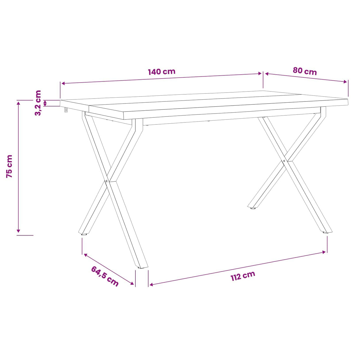 Τραπέζι Φαγητού με Ζωντανό Χείλος 140 x 80 x 75 cm Φυσικό - Pakobazaar