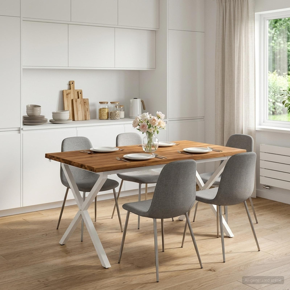 Τραπέζι Φαγητού με Ζωντανό Χείλος 140 x 70 x 75 cm Φυσικό